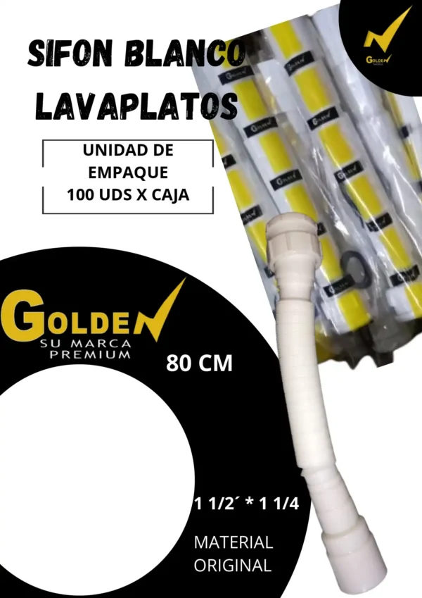 Sifón Blanco Lavaplatos GOLDEN